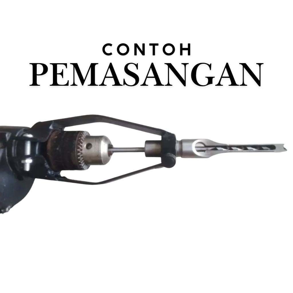 Adaptor Bor Pahat Bobok Kayu+Mata Bor Pembuat Lubang Persegi