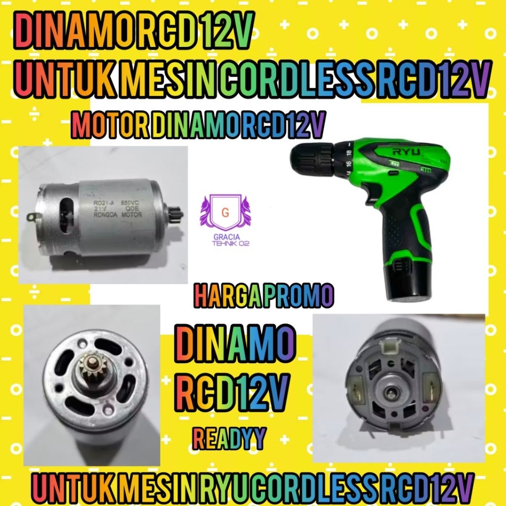 MOTOR DINAMO MESIN BOR CORDLESS BOR BATTERY RYU RCD12V DINAMO RCD12V RYU