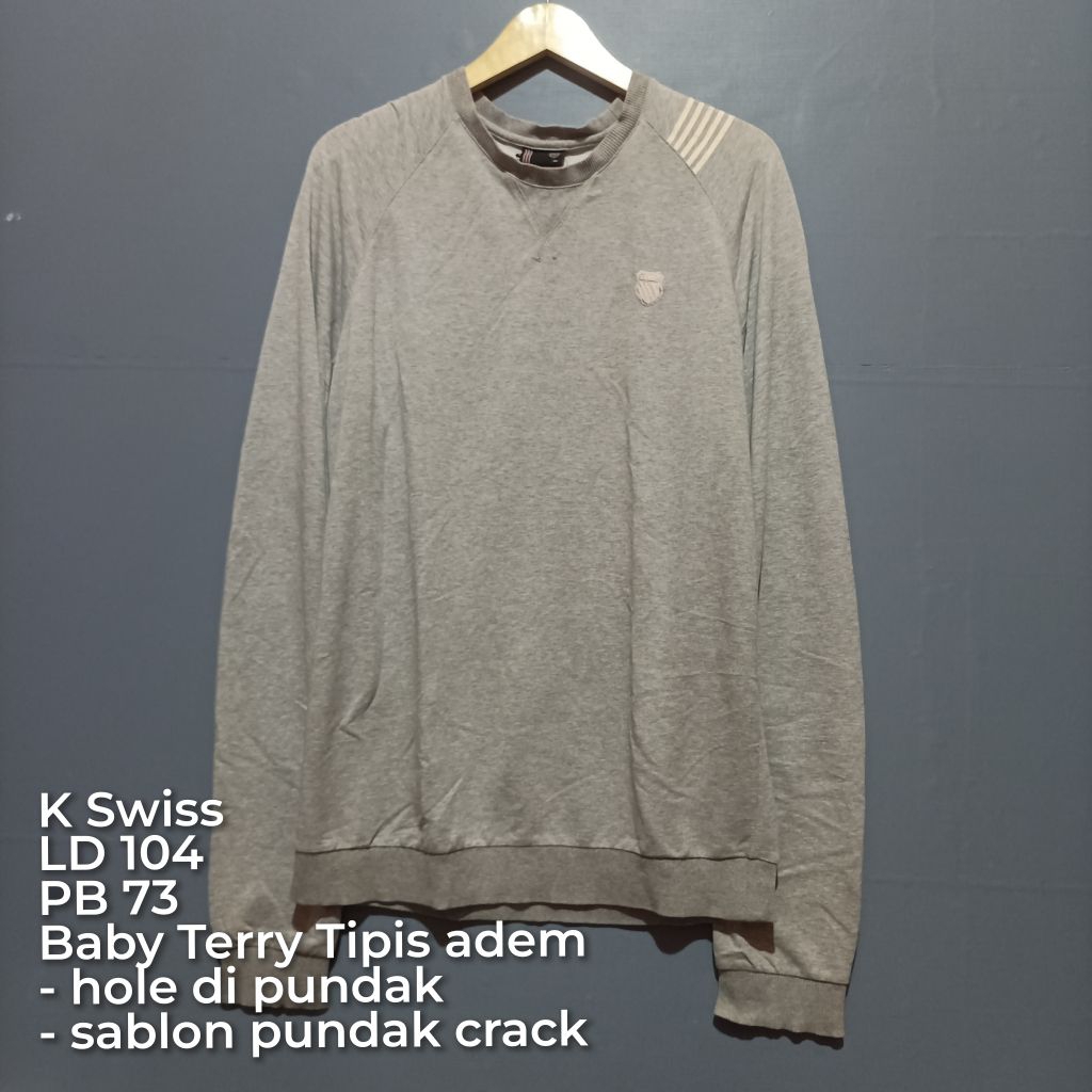 sweater CN warna abu brand KSWISS| second bekas pakai lokal