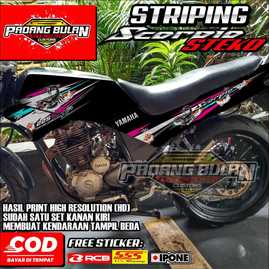 STRIPING YAMAHA SCORPIO STEKO / STRIPING VARIASI SCORPIO STEKO MOTIF RACING