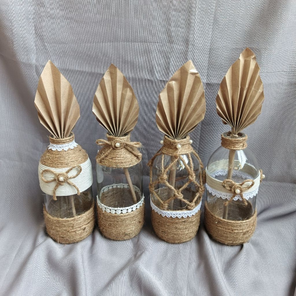 PRAKARYA VAS BUNGA DR BOTOL KACA BEKAS 500ML