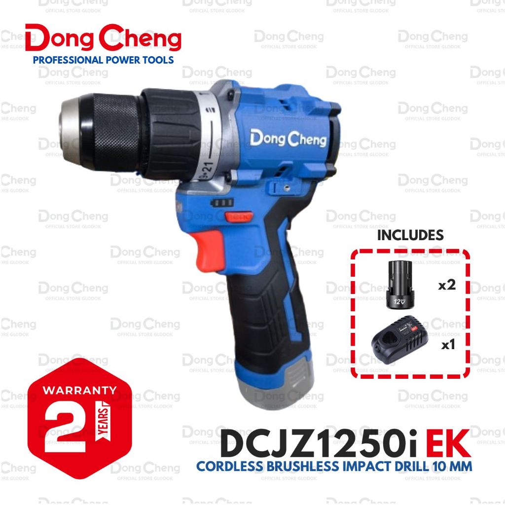 DONGCHENG DCJZ 1250i Z / EK Mesin Bor Baterai Cordless Brushless Impact Drill 12V 10MM