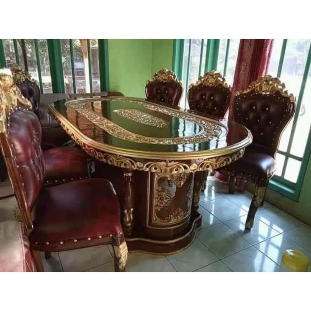 kursi makan ganesha jati/kursi makan ukir jati/kursi makan sofa jati solid ukir jepara