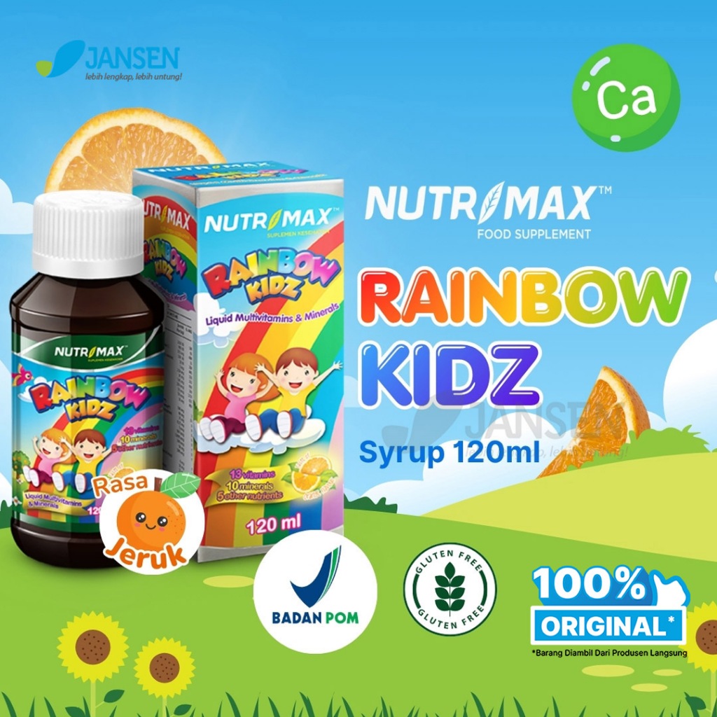 Nutrimax Rainbow Kidz Orange - Syrup 120ml - Multivitamin dan Mineral - Membantu Meningkatkan Daya T