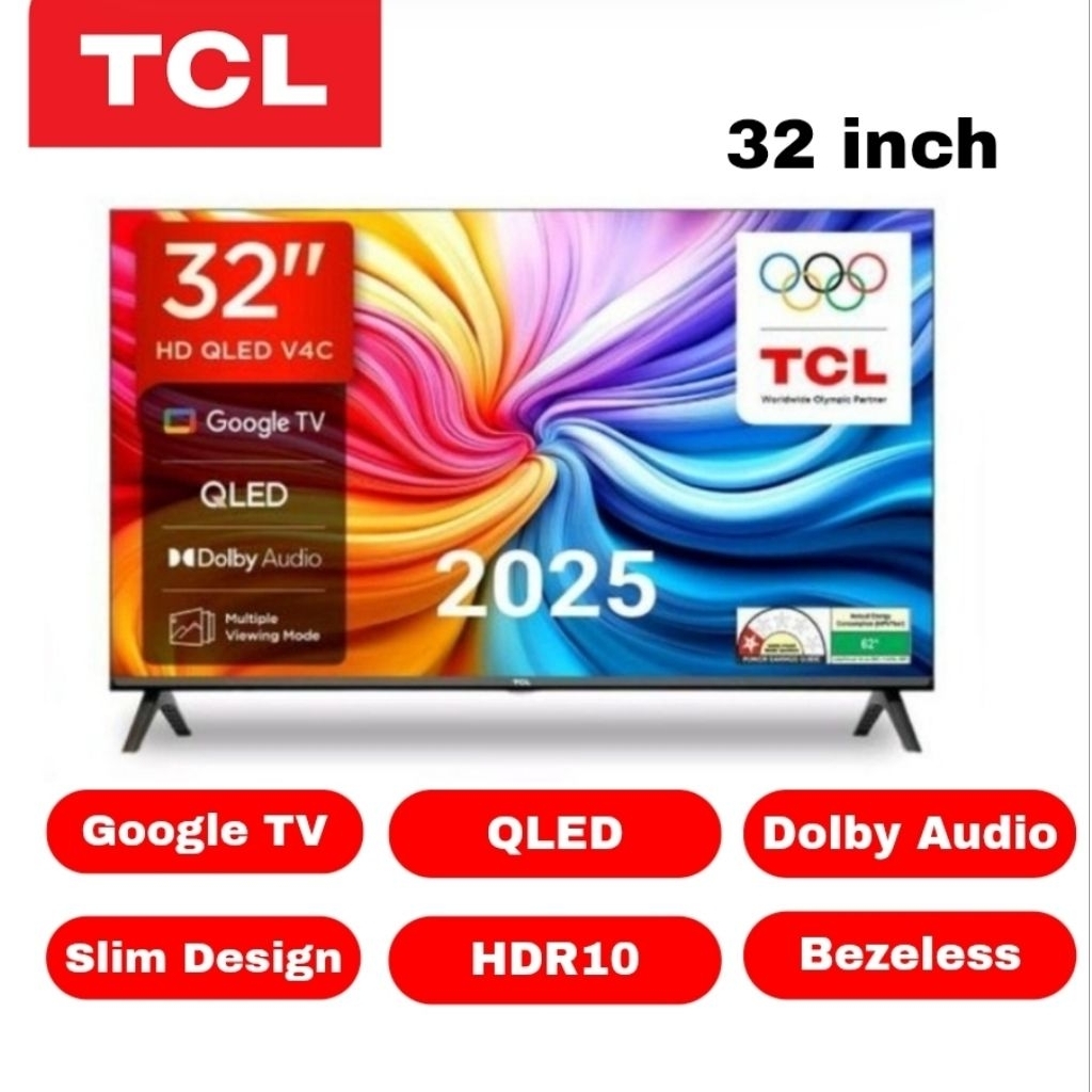 TCL Smart Google TV 32inch QLED 32V4C/ TCL 32V4C Smart Google TV QLED 32 inch