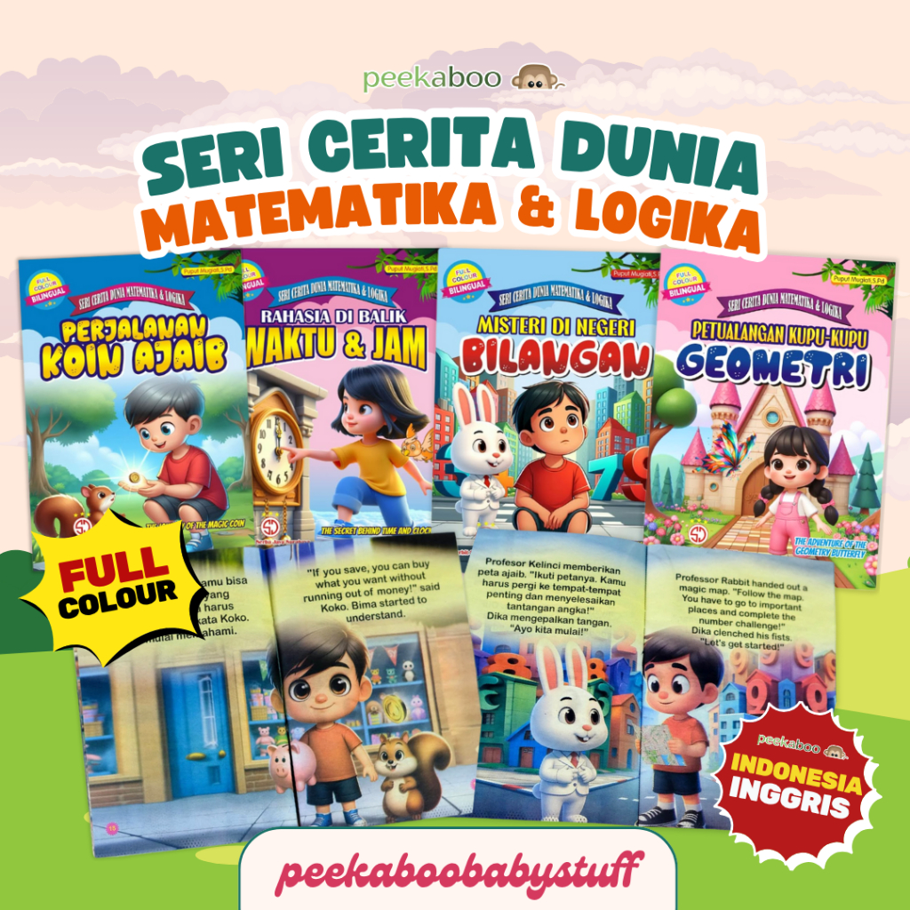 BUKU CERITA SERI PENGETAHUAN MATEMATIKA LOGIKA SEJARAH BUDAYA FULL COLOUR ANAK TK PAUD
