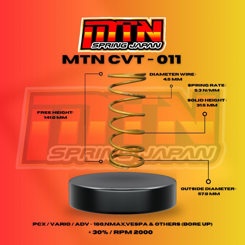 MTN SPRING JAPAN, CVT 011-2000, PCX. VARIO, ADV 160, NMAX, VESPA OTHERS ( BORE UP )