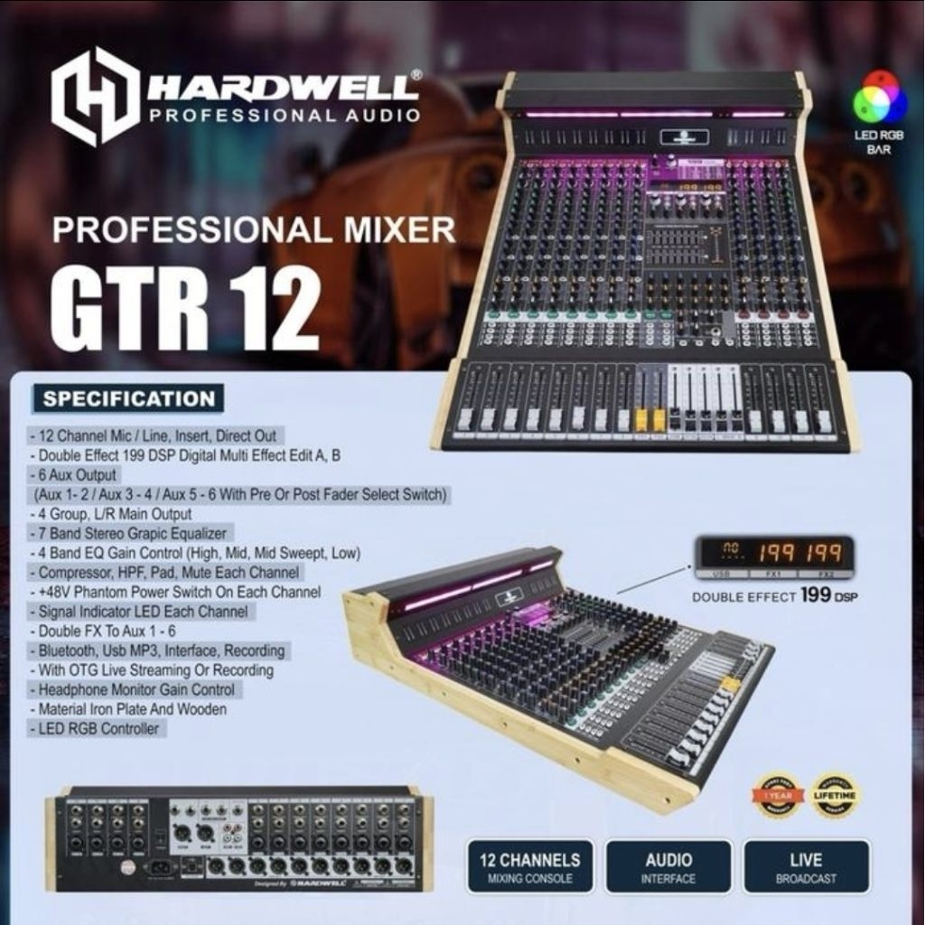 Mixer Audio 12 Channel HARDWELL GTR 12 Original Mixer Audio 199 DSP