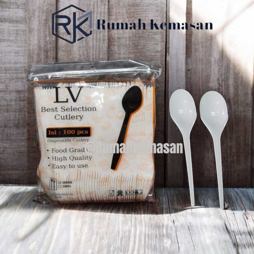 Jaydening Sendok Makan Lv Putih Sendok Makan Plastik Sendok Plastik