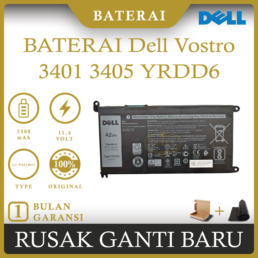 BATERAI LAPTOP DELL VOSTRO 3401 3405 3491 5468  ORIGINAL