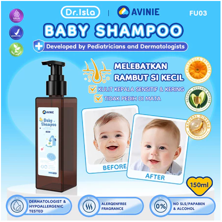Avinie Shampoo Bayi Calendula Extra Ginseng SLS Free - Baby Shampoo SLS Free Anti Iritasi