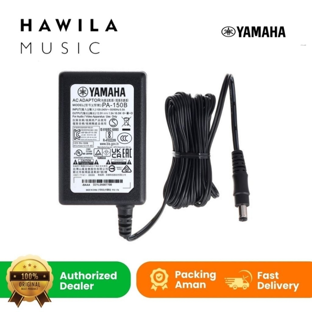 Adaptor Yamaha Music Musik PA150B Power Supply Yamaha PA 150B Adaptor Kabel Keyboard Drum Yamaha Tan