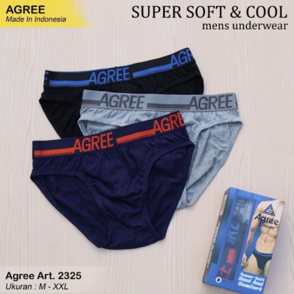 [ 3pcs ] CD Agree Sport 2325 | Agree Celana Dalam Pria Dewasa | Cd Pria Karet Boxer | Cd Agree Polos