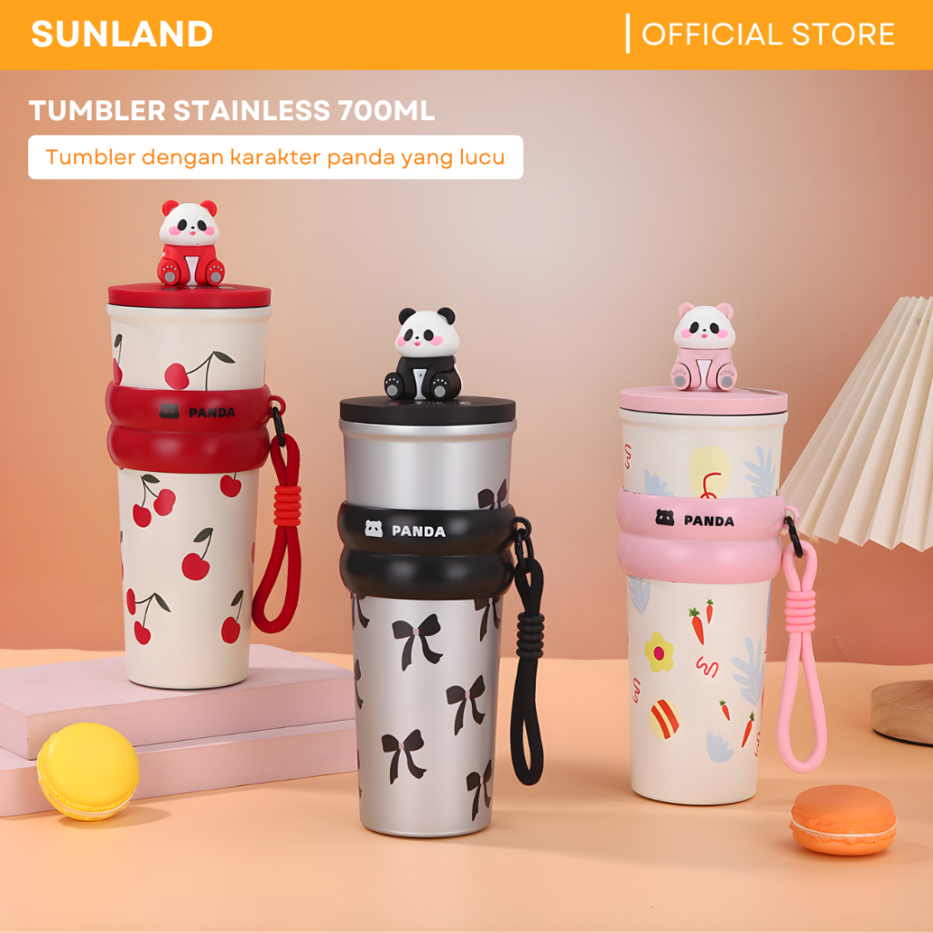 SUNLAND Tumbler Stainless 700ml Botol Minum Aesthetic Tumblr Cute Lucu Tahan Panas dan Dingin