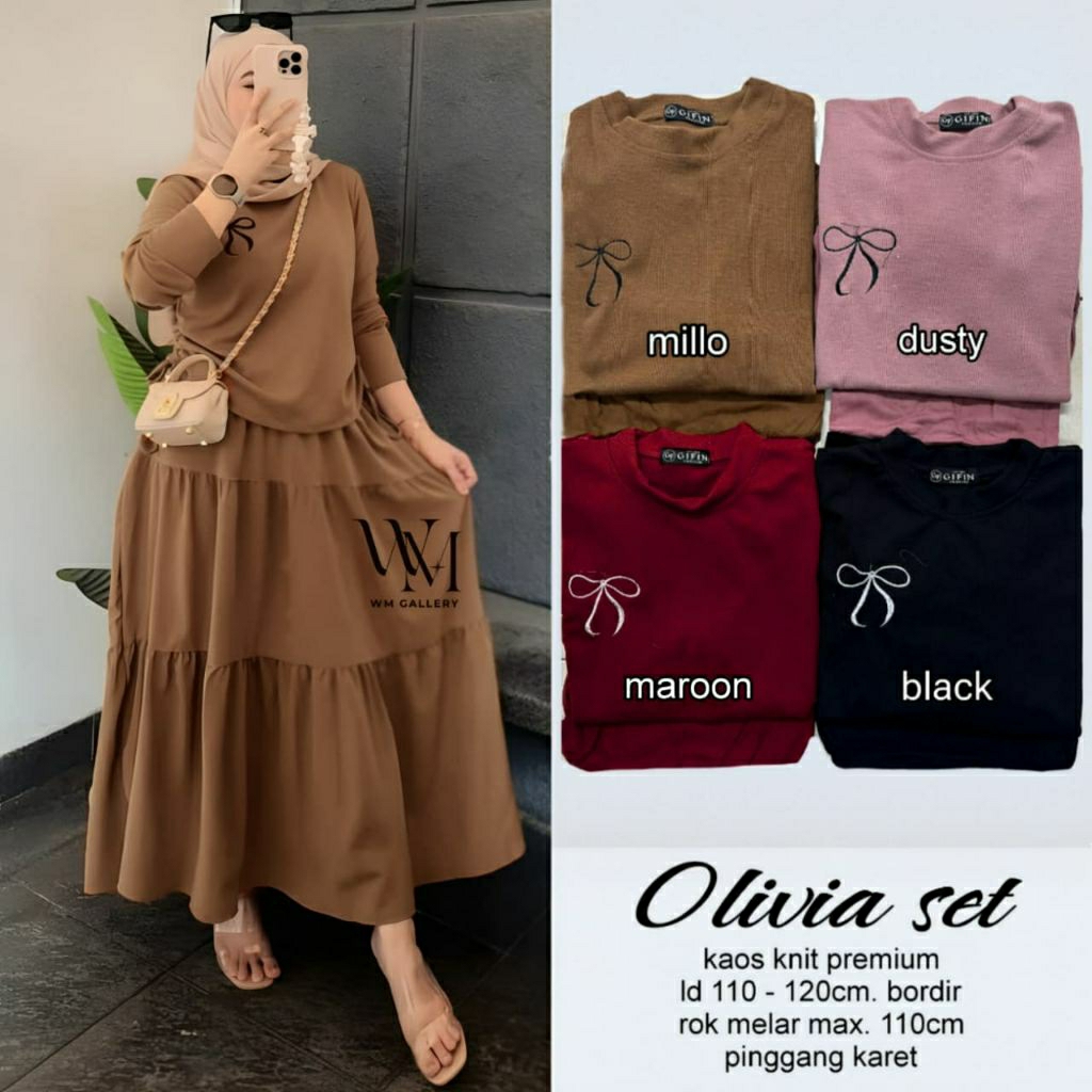 ( COD ) Olivia set Matt kaos knit premium ld 110-120 rok melar max 110