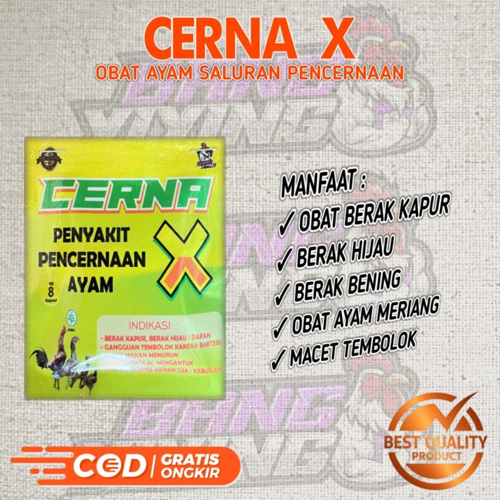 Obat Pencernaan Ayam CERNA X mengobati ayam Kolera Berak Hijau Berak Kapur Tetelo