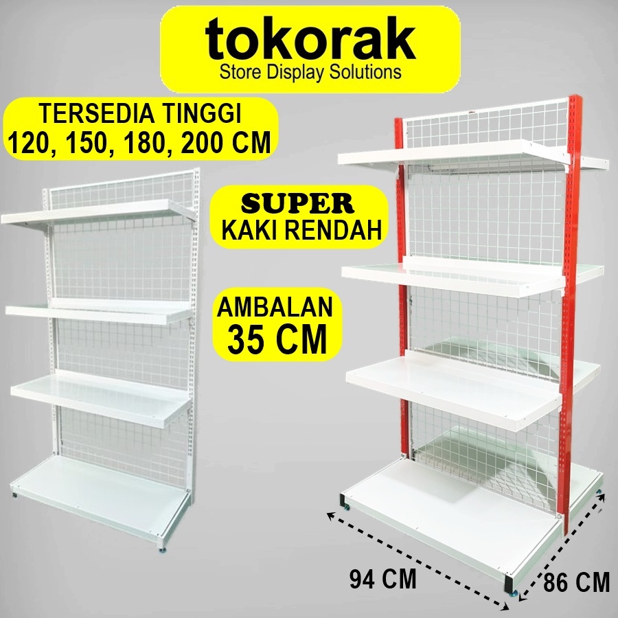 RAK GONDOLA MINIMARKET SUPERMARKET KR 40 / 35 CM SINGLE DOUBLE ISLAND AMBALAN SHELVING RAK SUPERMARK