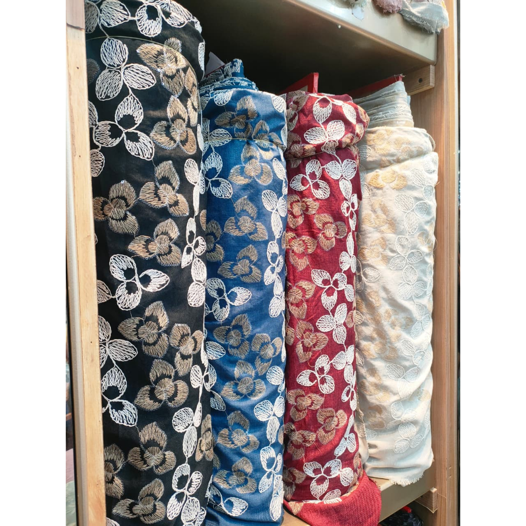 Kain Tencel Embroidery Bahan Dress Baju New Tencel Bordir