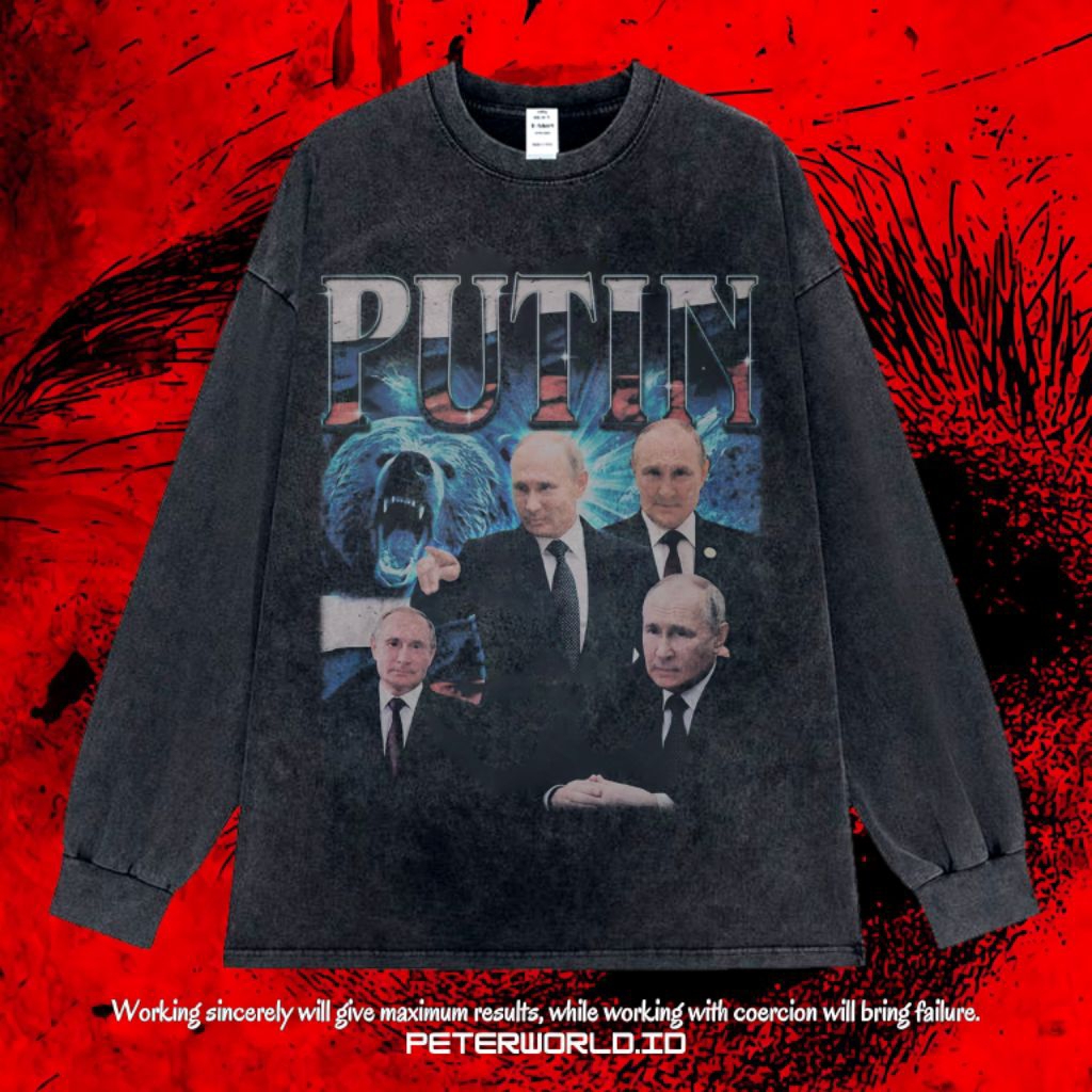 Kaos Putin Long sleeve Oversize Washing Vintage Tee | Kaos Oversized | Kaos Long sleeve | Kaos Washi