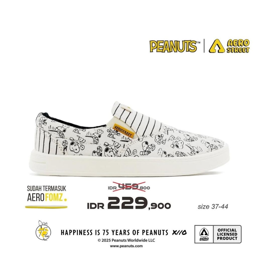 Aerostreet X Snoopy Slip On 37-44 Natural Natural Natural - Sepatu Sneakers Casual