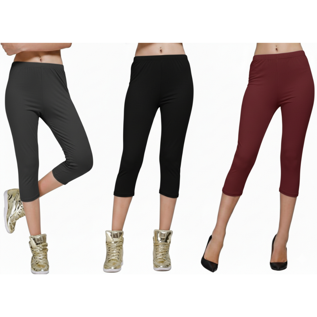 Leging Pendek 3/4 Wanita Dewasa Bahan Spandek Premium - lejing 7/8 d bawah lutut standar dan jumbo