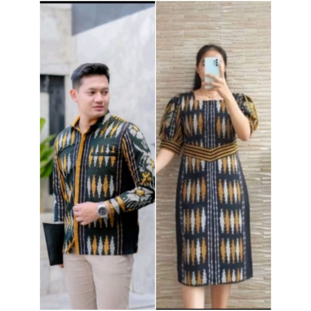 BAJU TENUN DRESS TENUN PASANGAN KEMEJA BAJU COUPLE BAJU DRESS COUPLE KEMEJA PRIA