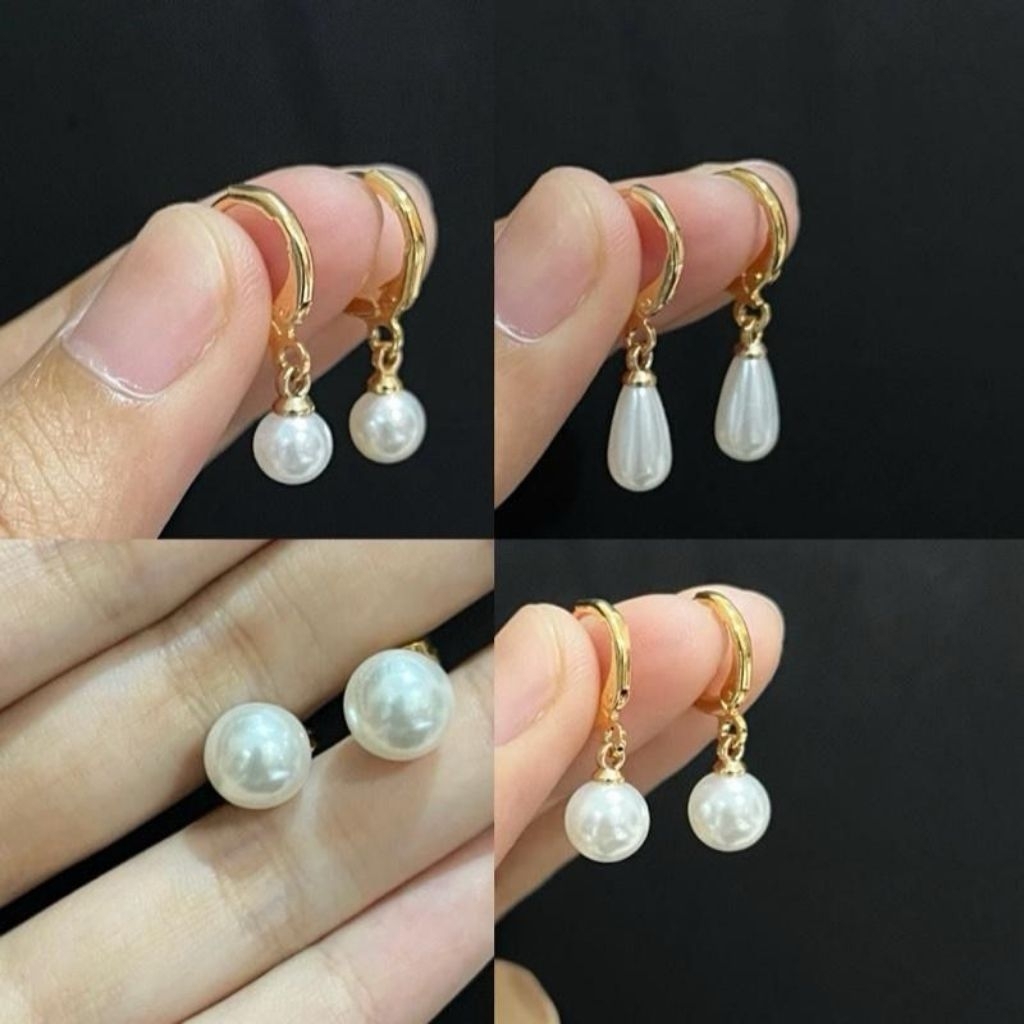 ANTING PERMATA MUTIARA GANTUNG BAHAN TITANIUM