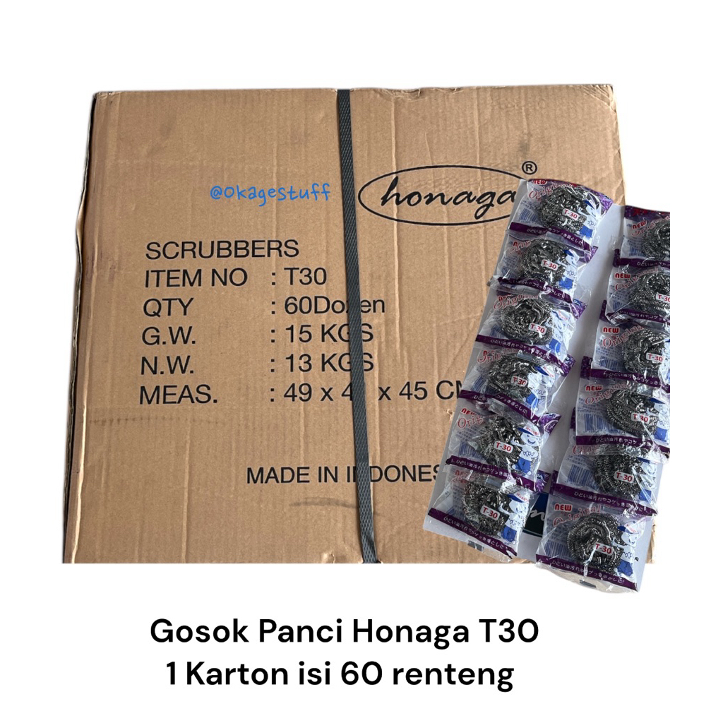 (1 karton = 60 renteng) GOSOK PANCI T30/ GOSOK PANCI HONAGA T30/ KASAK PANCI KAWAT/GOSOK PANCI HONAG