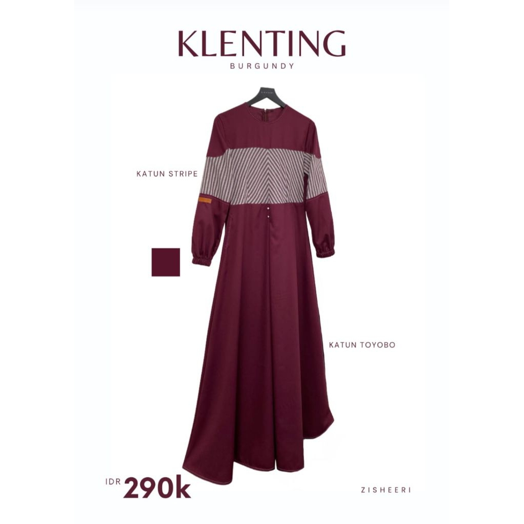 DRESS CANTIK KLENTING BURGUNDY BY ZISHEERI