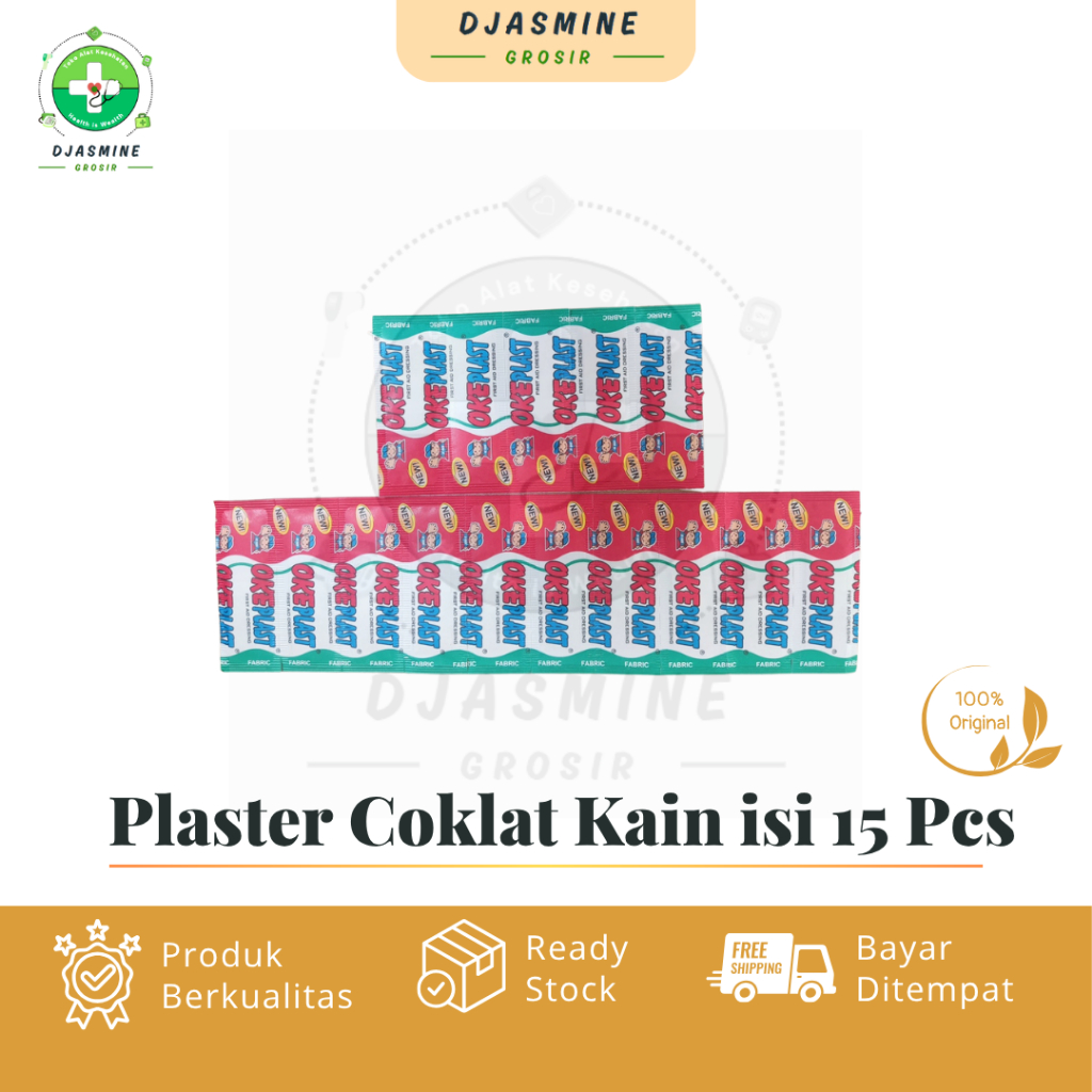 OkePlast Plester Cepat/ Oke Plast Plaster Coklat Kain isi 15 Pcs/Plester p3k