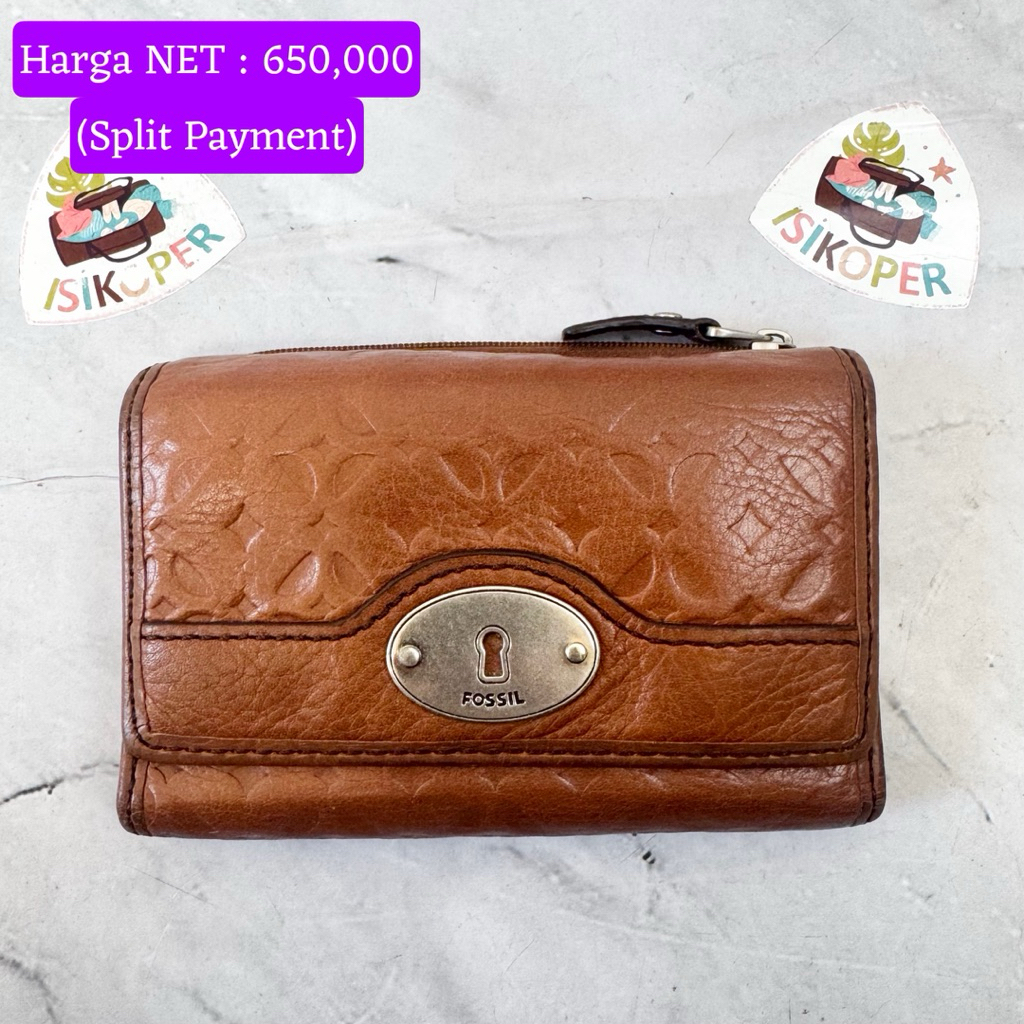 394 NET-Preloved Fossil Maddox Embossed Dompet Medium