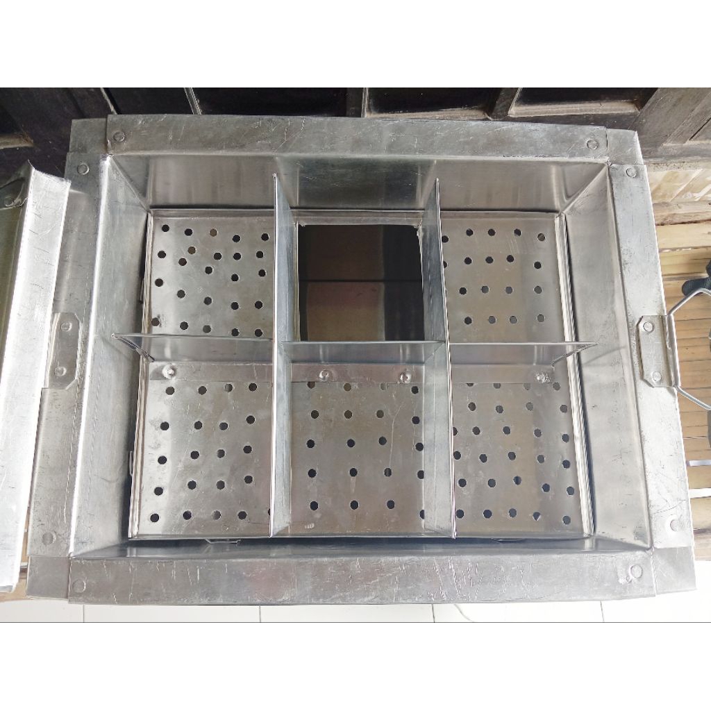 dandang bakso/pentol kotak 40X30cm sekat 5 aluminium tebal