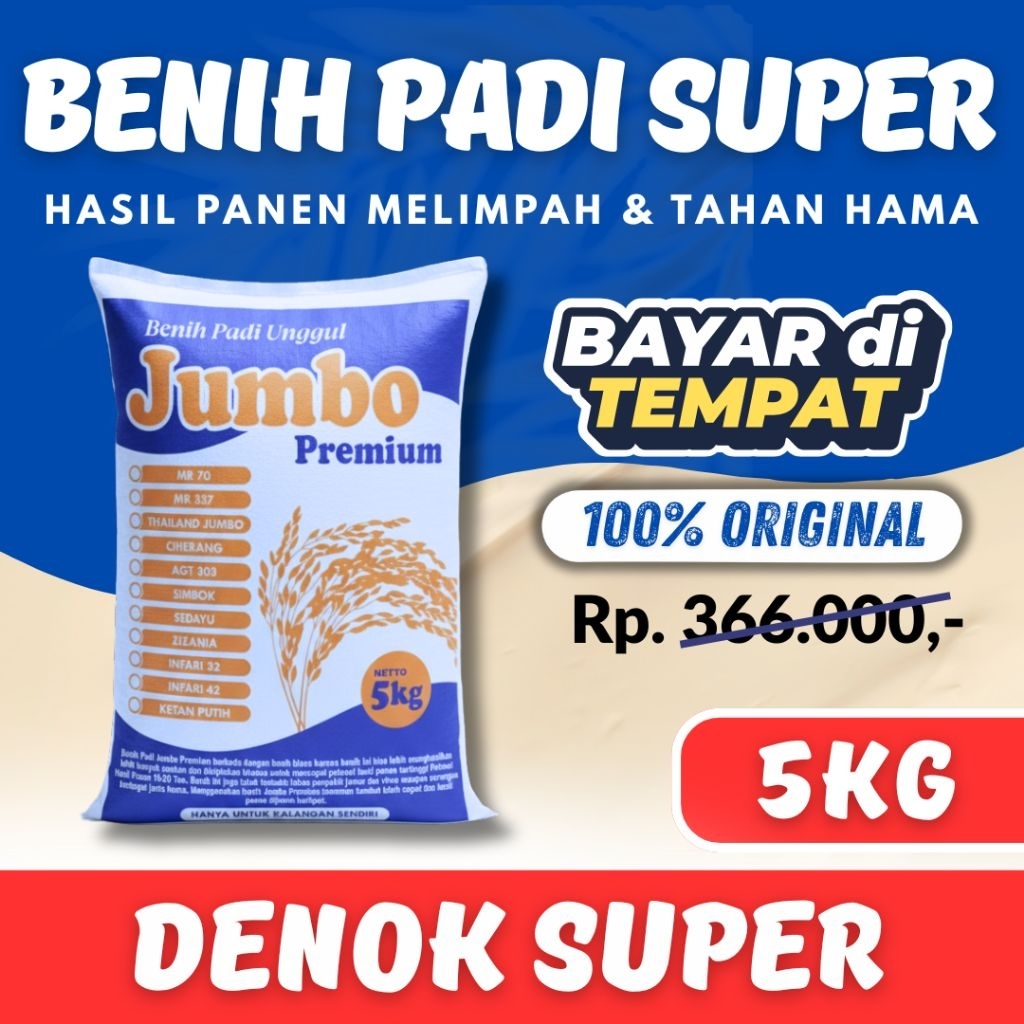 Padi unggul DENOK SUPER KEMASAN 5 kg Berkualitas Super