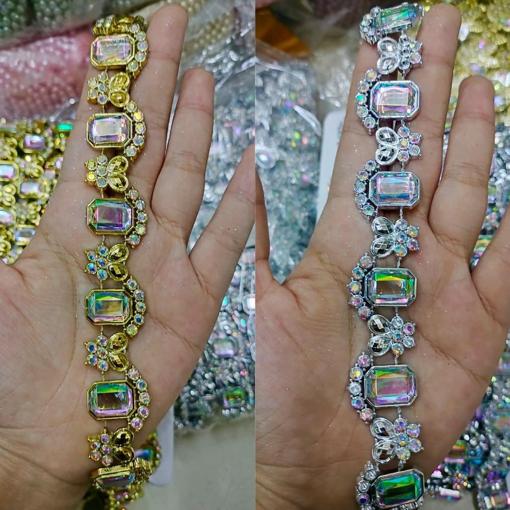 PER ROL Manik Model KOTAK Aksesoris Payet Jahit Rangkai Meteran