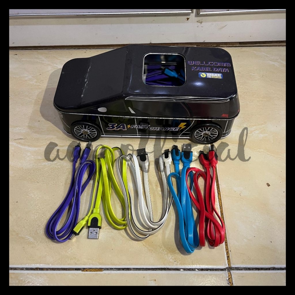 Kabel Data Welcomm 3A Fast Charger Micro USB Flat Cable