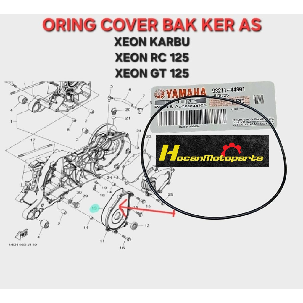 O-RING ORING COVER TUTUP BAK KER AS KRUK AS CVT XEON LAMA KARBU XEON RC 125 XEON GT 125 ORIGINAL YGP