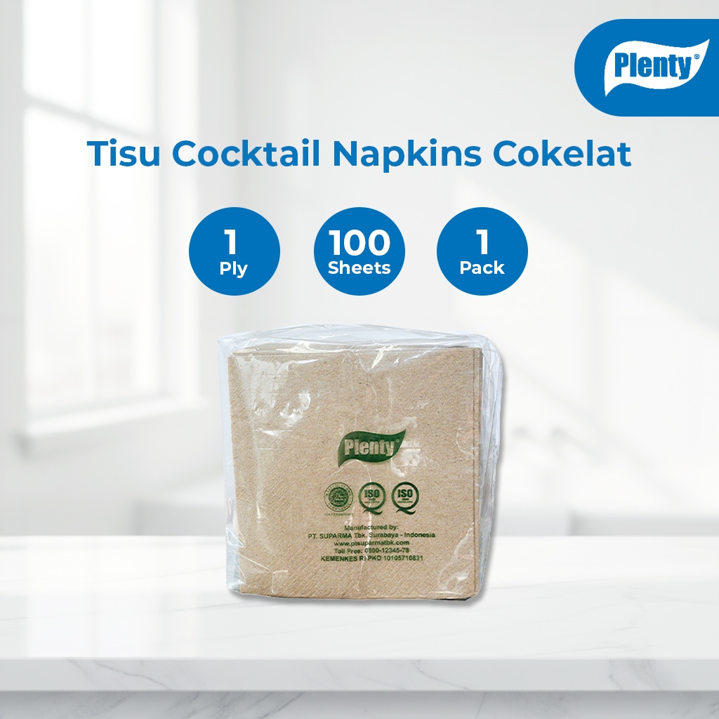 [Eceran] Tissue Plenty Cocktail Dinner Napkin | Tisu PLENTY Coklat Putih Brown Napkins