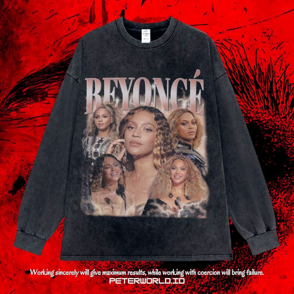 Kaos Beyonce Long sleeve Oversize Washing Vintage Tee | Kaos Oversized | Kaos Long sleeve | Kaos Was