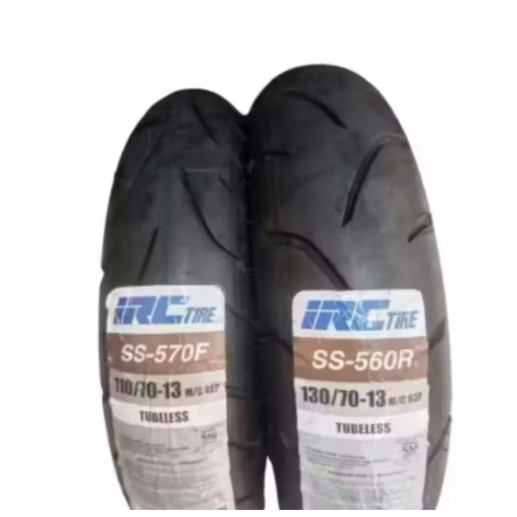 PAKET 2 BAN LUAR IRC TUBELES (110/70-13 SS-570F DAN 130/70-13 SS-560R) BAN DEPAN BELAKANG MOTOR N-MA