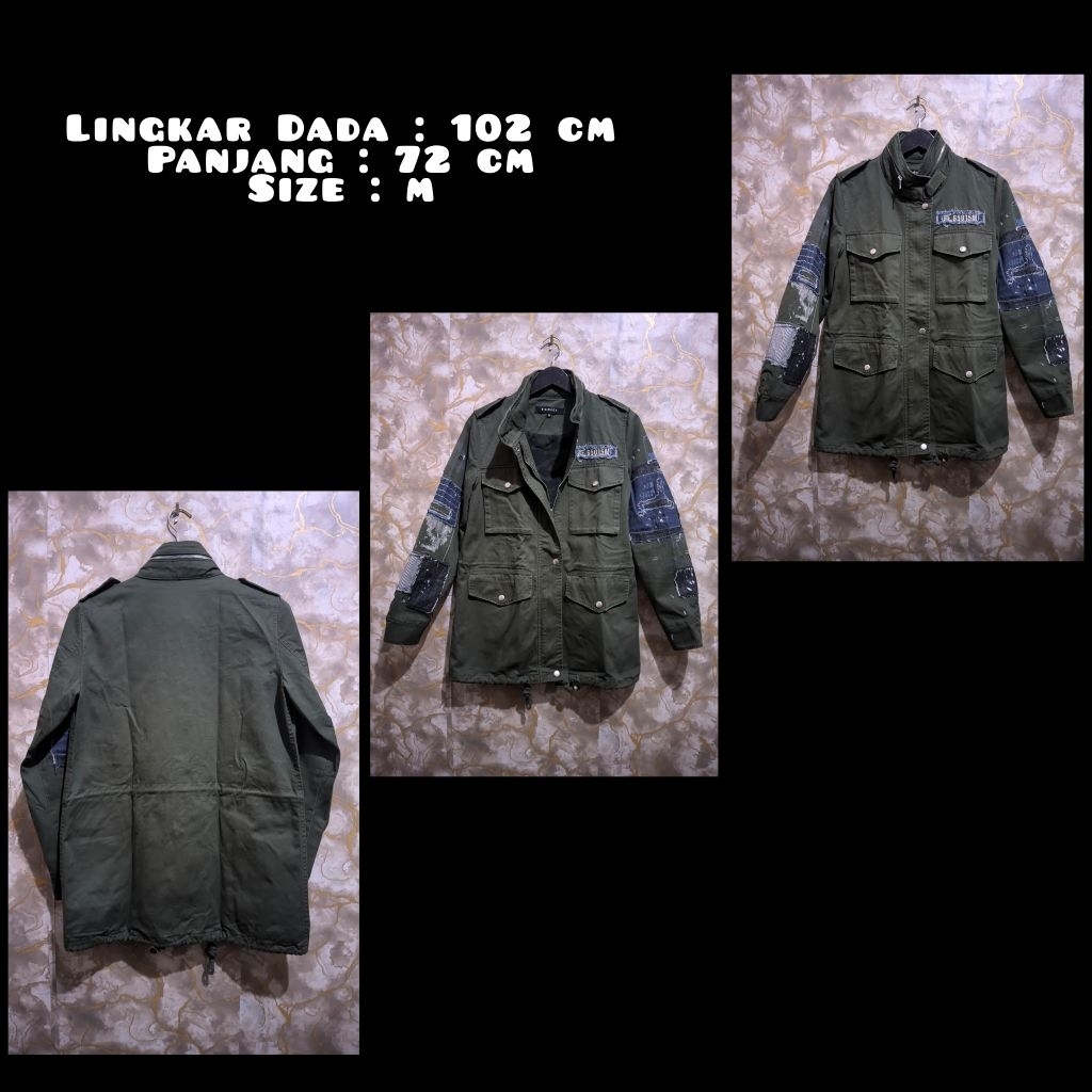 Jaket Parka Vintage Sashiko Warna Hijau Army Merk Egoist Second Original.