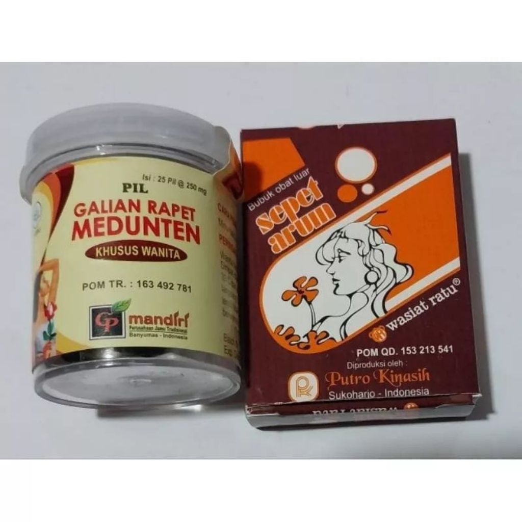 sepaket medunten 25 pil & sepet arum 10s serbuk cebok perapat miss v