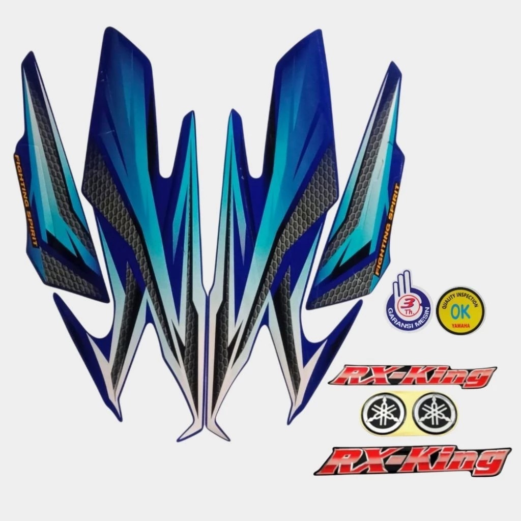 striping rx king 2005 biru set emblem timbul, stiker lis body rx king 2005 biru komplit