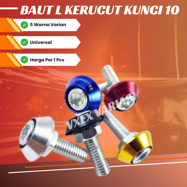 Baut Variasi Baut L + Ring Monel Baut L Ukuran 10