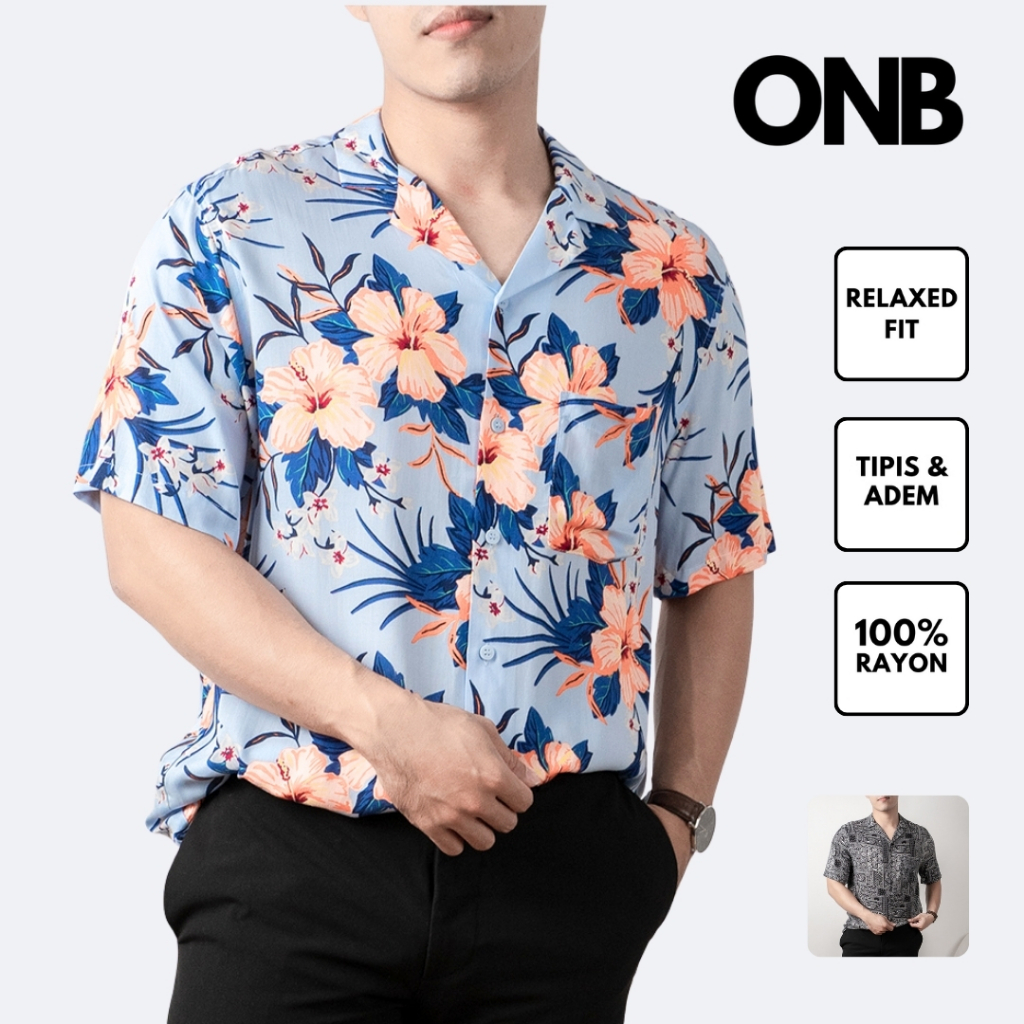 Kemeja pria lengan pendek kemeja pantai pria kemeja santai HM resorts