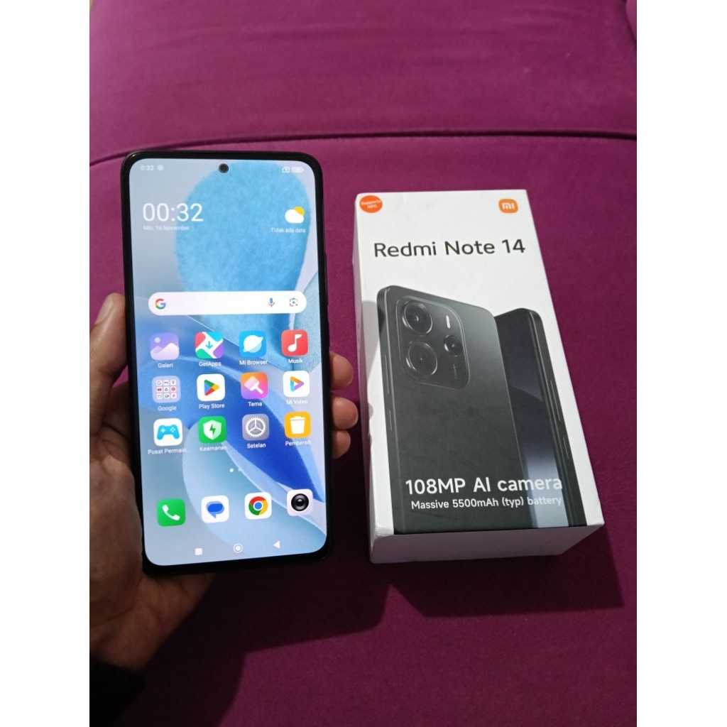 Redmi Note 14 Ram 8/128 Fullset ORI Mines Pemakaian