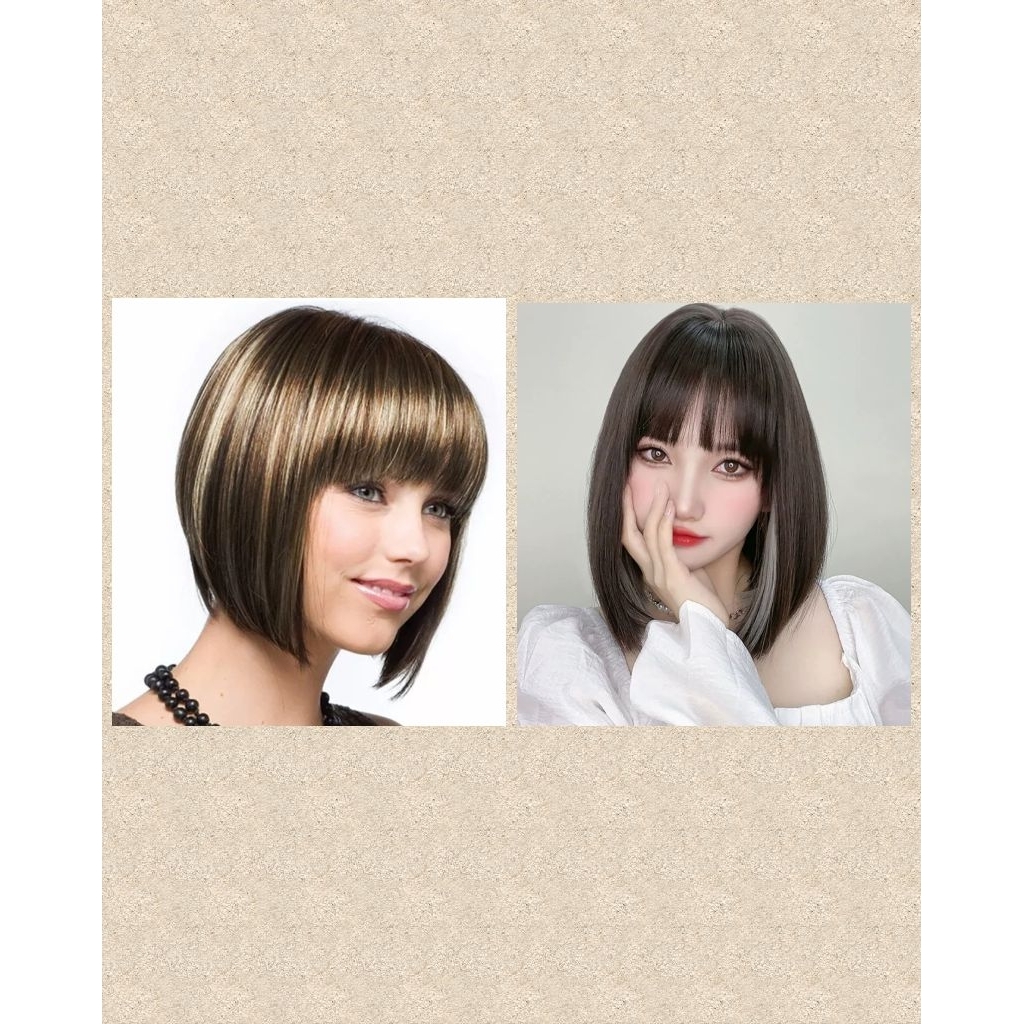 wig premium highlight silver abu ombre rambut palsu fake hair