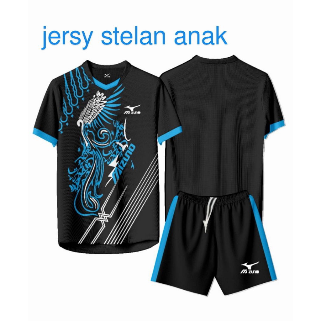 stelan jersy futsal bola voli anak motif merak