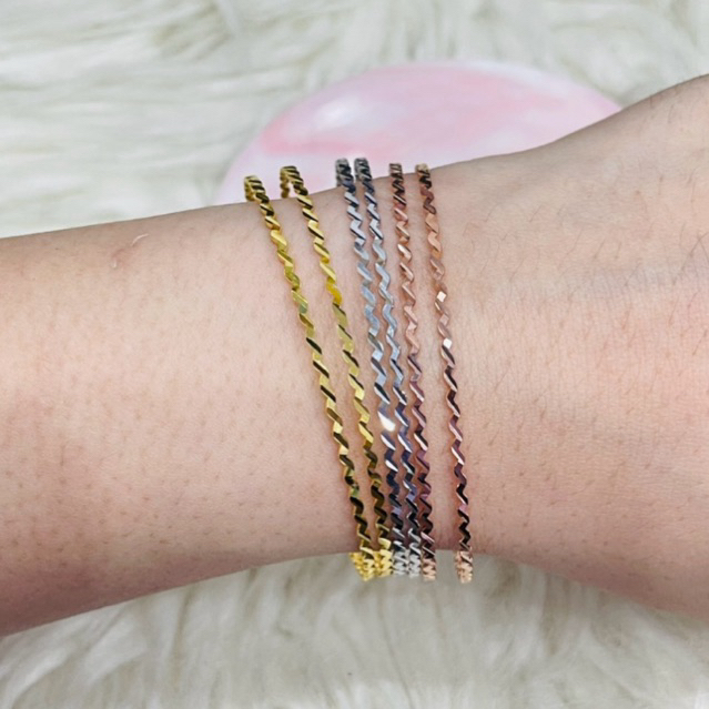 gelang keroncong ulir zigzag warna warni terbaru cantik emas asli kadar 700