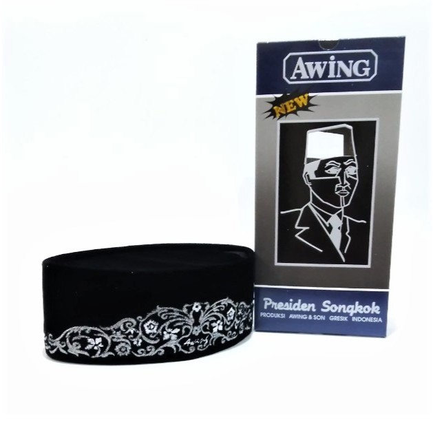 NEW AWING Peci Motif Bordir Antique Perak Awing Asli