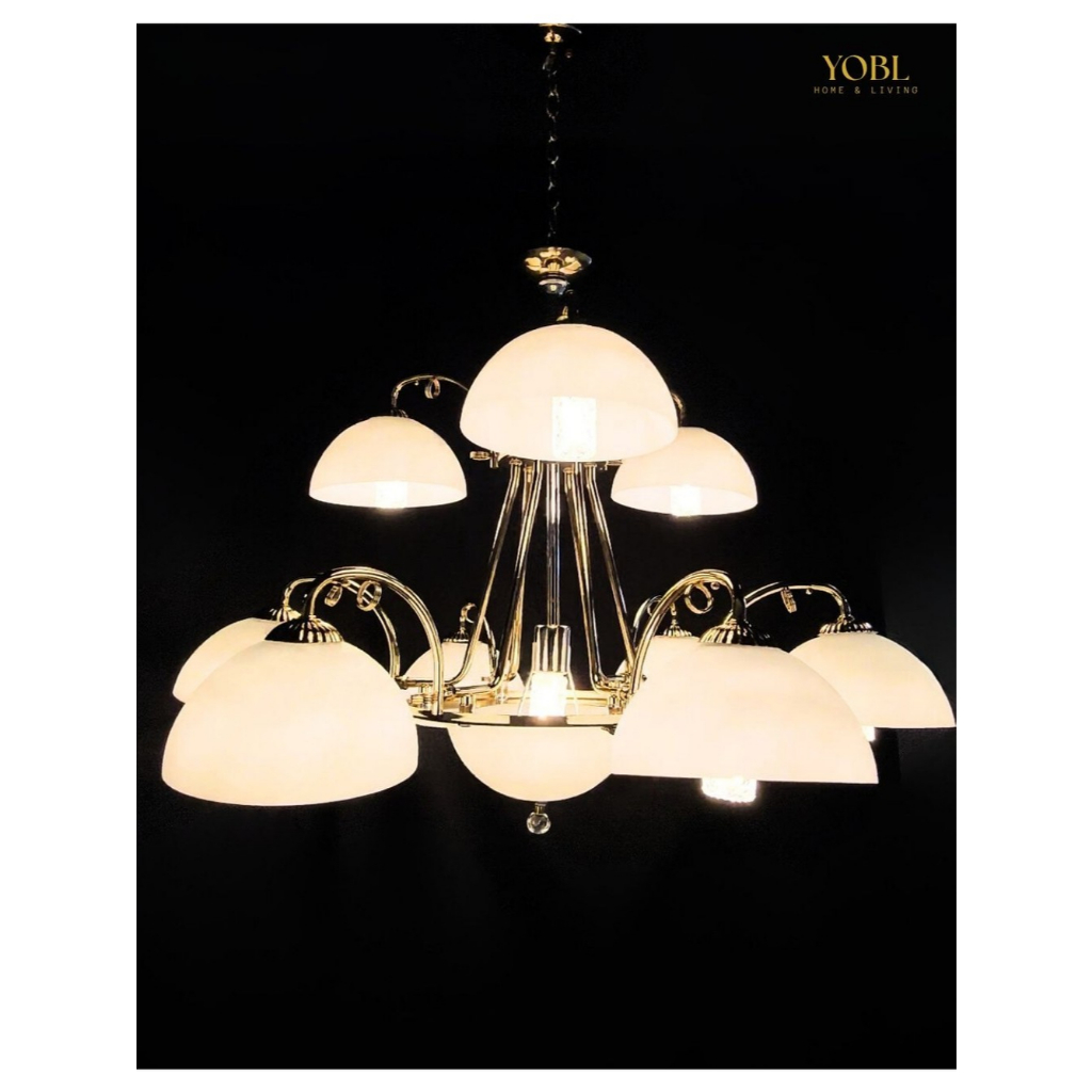 Lampu Hias Gantung Antik Klasik Putih-Gold